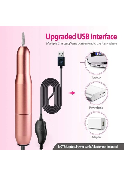 Gül Altın Elektrikli Tırnak Matkap Makinesi 20000 Rpm Manikür Makinesi Seti USB Şarj Değirmen Kesici Manikür Tırnak Dosya Pedikür Araçları (Yurt Dışından) indirimleri