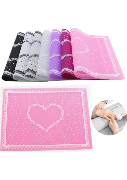 Pembe Moda Silikon Tırnak Yastık El Tutucu Yastık Dantel Masa Yıkanabilir Katlanabilir Mat Pad Tırnak Sanat Salonu Manikür Uygulaması 28*21 cm (Yurt Dışından) fiyatları