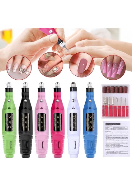 Kırmızı Set3 USB Lınmanda Taşınabilir Renkli Tırnak Matkap Makinesi Elektrikli Manikür Freze Seti Profesyonel Manikür Aracı Tırnak Aksesuarları (Yurt Dışından)