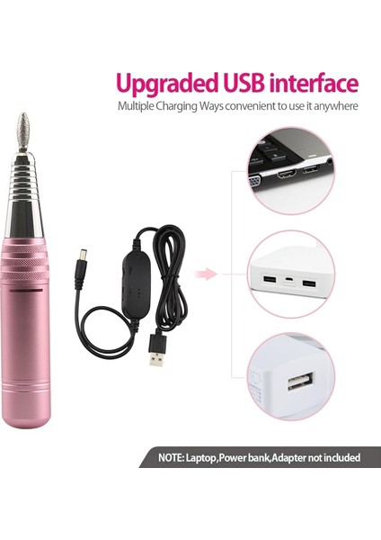 Pembe-A Tırnak Matkap Makinesi 35000 Rpm Elektrikli Manikür Makinesi Seti USB Taşınabilir Tırnak Matkap Kalem Freze Kesiciler Için Tırnak Dosya Parlatma (Yurt Dışından) indirimleri