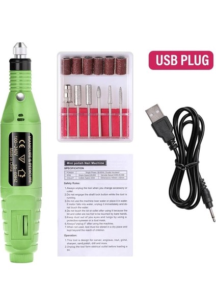 Usb-Green B Halaıman Elektrikli Tırnak Zımpara Tırnak Matkap Makinesi Öğütücü Tırnak Kaldırma Peeling Parlatma Aracı Pedikür Makinesi Adaptörü (Yurt Dışından)