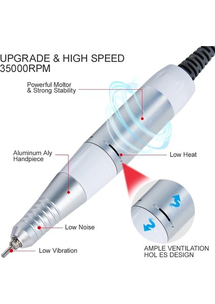 L221 35000RPM Elektrikli Nail Art Matkap Kalem Kolu Dosya Lehçe Taşlama Makinesi El Aleti Manikür Pedikür Araçları Tırnak Matkap Aksesuarları (Yurt Dışından) fırsatları