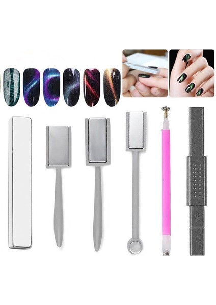 G-A053-1 Nail Art Mıknatıs Sopa Kurulu Jel Vernik Için 9d Kedi Gözü Hattı Şerit Etkisi Kare Yuvarlak Şekil Güçlü Manyetik Tırnak Aracı (Yurt Dışından)