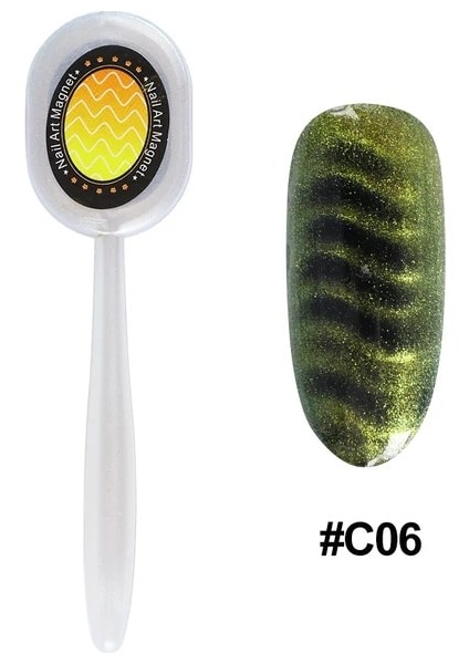 C06 Nail Art Çift Kafa Güçlü Manyetik Çubuk 3D Çizgi Şerit Etkisi Kedi Gözü Manyetik Kurulu Uv Jel Lehçe Vernik Sihirli Tırnak Araçları (Yurt Dışından)