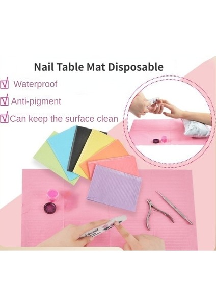 Siyah 20 Adet Tırnak Masa Mat Tek Kullanımlık Temizleme Pedleri Tüysüz Kağıt Su Geçirmez Masa Örtüsü Nail Art Manikür Aksesuarları (Yurt Dışından)