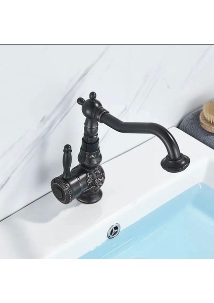 Siyah Lavabo Bataryası Rustik Banyo Musluğu Vintage Rustik Tasarım Lavabo Bataryası modelleri