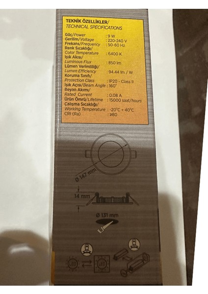 CT-5146 9W 6400K (Beyaz Işık) Sıva Altı LED Panel (4 Adet)