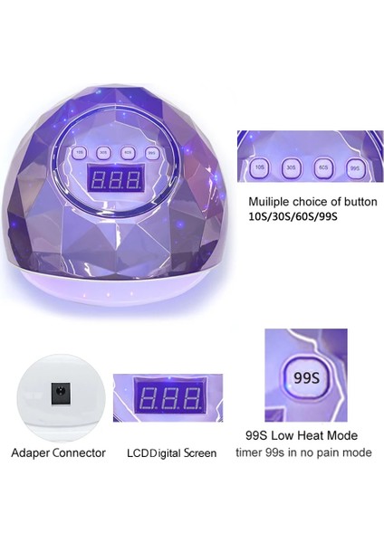 Gümüş (Ab Tak) 2020 86W Uv LED Lamba Tırnak Kurutucu Tırnak Manikür Için 39 Adet LED ile Hızlı Kuruyan Tırnak Kurutma Lambası Tüm Jel Cila Için Kürleme Işığı (Yurt Dışından) modelleri