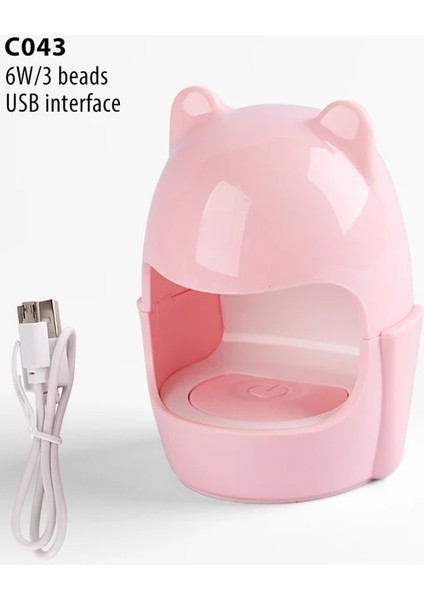 C043 Pembe USB 6W Tırnak Lambası Kurutucu Uv LED Lamba Çivi Mini USB Arayüzü Protable Kür Jel Lehçe Kabin Manikür Makinesi Ekipmanları NTC043 (Yurt Dışından)