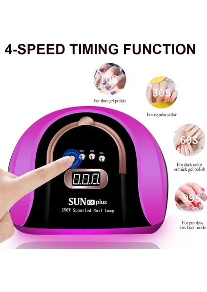 Sun C4 Plus - Pembe Us 256W Yüksek Güçlü Jel Uv LED Tırnak Lambası Cila Kabin Jeli 57 LED Tırnak Kurutucu Ekipmanı ile Manikür Lambası Için Profesyonel Kurutma Jeli (Yurt Dışından)
