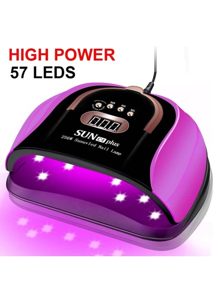 Sun C4 Plus - Pembe Us 256W Yüksek Güçlü Jel Uv LED Tırnak Lambası Cila Kabin Jeli 57 LED Tırnak Kurutucu Ekipmanı ile Manikür Lambası Için Profesyonel Kurutma Jeli (Yurt Dışından)
