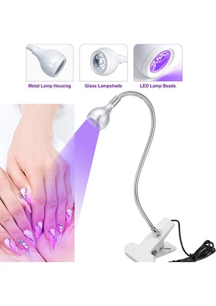 LD014-3 5V USB Girişi Uv LED Işık Gooseneck Mini Tırnak Lambası Uv Jel Tırnak Ipuçları Jel Lehçe Için Kelepçe Taşınabilir Kolay Tutulan USB Tırnak Kür Lambası (Yurt Dışından) fiyatları