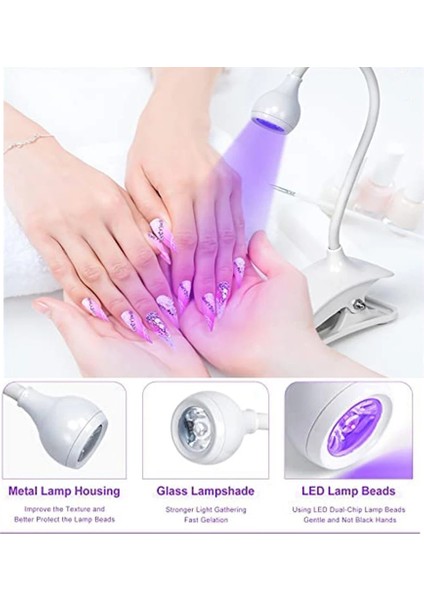 LD014-3 5V USB Girişi Uv LED Işık Gooseneck Mini Tırnak Lambası Uv Jel Tırnak Ipuçları Jel Lehçe Için Kelepçe Taşınabilir Kolay Tutulan USB Tırnak Kür Lambası (Yurt Dışından) fırsatları