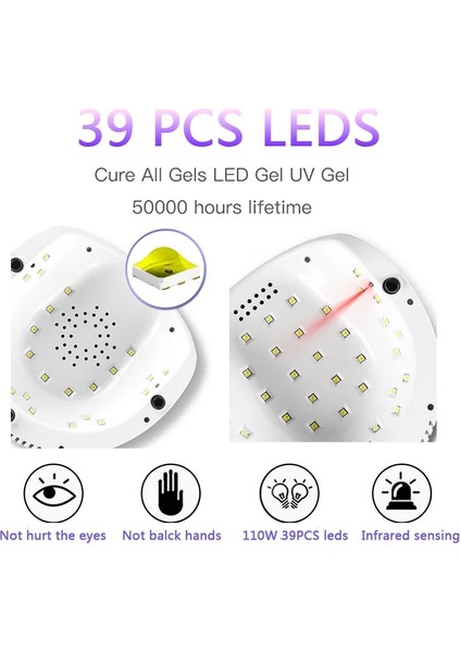 Gümüş (Abd Plug 2020 86W Uv LED Lamba Tırnak Kurutucu Tırnak Manikür Için 39 Pcs Led'li Hızlı Kuruyan Tırnak Kurutma Lambası Tüm Jel Lehçe Kür Işığı (Yurt Dışından) indirimleri