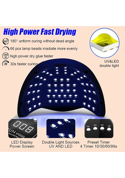 Sun X5 Plus 1m Au Fişi 66LED Uv LED Tırnak Lambası Jel Lehçe Kurutma Için 1.5m Kablo ile Jel Tırnaklar Için Uv Işık Dalga Cila Manikür Makinesi Tırnak Sanat Salonu (Yurt Dışından)