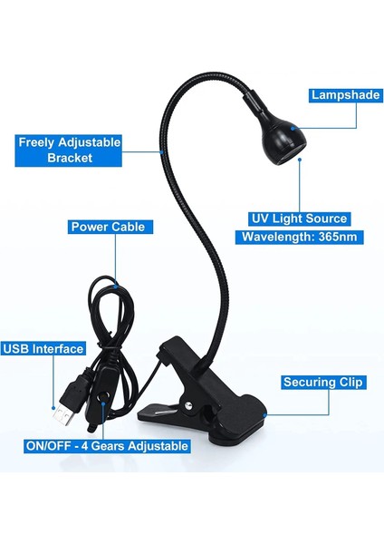 Siyah B LED Tırnak Işıkları Kurutucu Uv Lamba Ultraviyole Esnek Klipsli Masa Mini USB Uv Jel Kür Masa Lambası Manikür Pedikür Salon Araçları # (Yurt Dışından) fiyatları