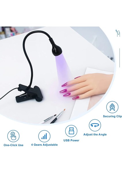 Siyah B LED Tırnak Işıkları Kurutucu Uv Lamba Ultraviyole Esnek Klipsli Masa Mini USB Uv Jel Kür Masa Lambası Manikür Pedikür Salon Araçları # (Yurt Dışından) fırsatları