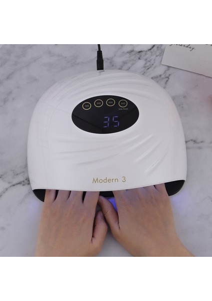 90W Modern 3 Us Dahili Soğutma Fanı Tırnak Kurutucu 42/45 LED Yüksek Güçlü Uv LED Tırnak Lambası Manikür Için Hızlı Kuruyan Hızlı Otomatik Sensör Iki El ile (Yurt Dışından)
