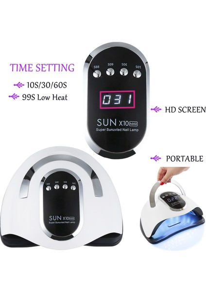 SUNX5PLUS (36LEDS) Ingiltere Sun X10 Max Uv LED Tırnak Lambaları Kurutucu Jel Lehçe Manikür LCD Ekran 45 Boncuk Hızlı Kür Tırnak Kurutucu Makinesi (Yurt Dışından)