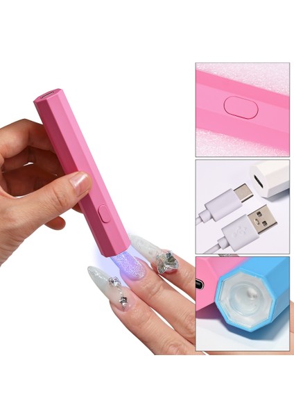 LD18-3 Mını Taşınabilir Salon Hızlı Kuru USB Tırnak Kurutma Makinesi Ev Fototerapi Araçları Profesyonel Uv LED Tırnak Lambası Mini El Feneri Kalem * (Yurt Dışından)