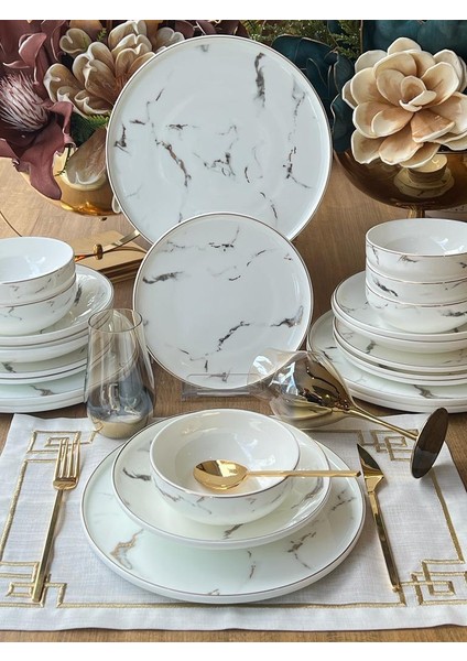 Yemek Takımı Marble Gold 24 Parça 6 Kişilik