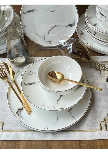 Yemek Takımı Marble Gold 24 Parça 6 Kişilik