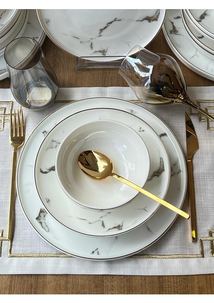 Yemek Takımı Marble Gold 24 Parça 6 Kişilik