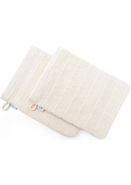 Havlu Banyo Kesesi %100 Pamuk Bukle 2'li Set Çizgili-Kapama Bordürlü Krem 15x20 Cm fiyatları