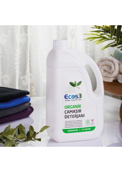 Sıvı Çamaşır Deterjanı, Organik & Vegan Sertifikalı, Ekolojik, Extra Konsantre, 72 Yıkama, 2500ml