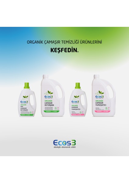 Sıvı Çamaşır Deterjanı, Organik & Vegan Sertifikalı, Ekolojik, Extra Konsantre, 72 Yıkama, 2500ml