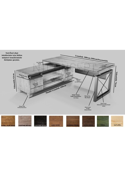 Ntconcept Rez Doğal Ahşap Modüllü Ofis Masası - Ebat Seçenekli