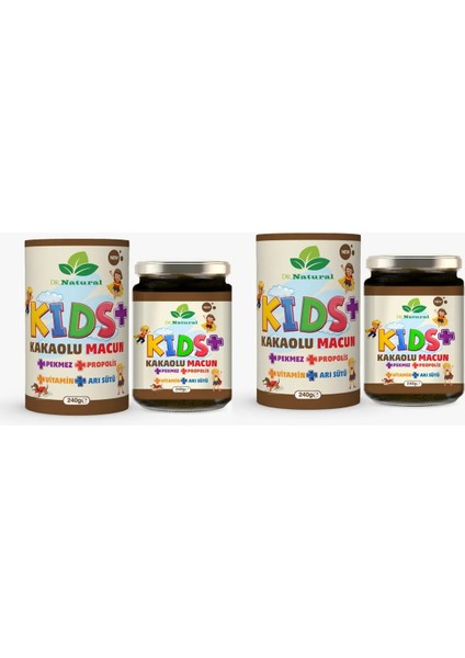 Dr. Natural Kids Çocuk Macunu Kakao - Arı Sütü - Propolis - Pekmez ve Vitamin 240 Gr. ( 2 Adet )