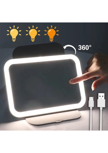 Kobi Pembe USB LED Makyaj Aynaları Işıklı Pembe 360 Taşınabilir Katlanabilir Akıllı Seyahat Yüz Makyaj Masa Aynası Kozmetik Vanity Miroir (Yurt Dışından) fırsatları