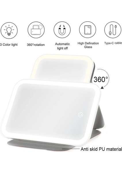Kobi Pembe USB LED Makyaj Aynaları Işıklı Pembe 360 Taşınabilir Katlanabilir Akıllı Seyahat Yüz Makyaj Masa Aynası Kozmetik Vanity Miroir (Yurt Dışından) indirimleri