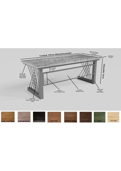 Onix Masif Ağaç Ofis ve Çalışma Masası - Ebat Seçenekli modelleri