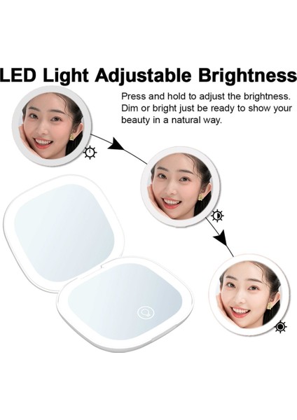 Tek Lamba P Işıklı LED Makyaj Aynası 5x Büyütmeli Mini Kompakt Küçük Cep Taşınabilir Seyahat Pembe Siyah Katlanabilir Kozmetik Makyaj Aynaları (Yurt Dışından) fiyatları