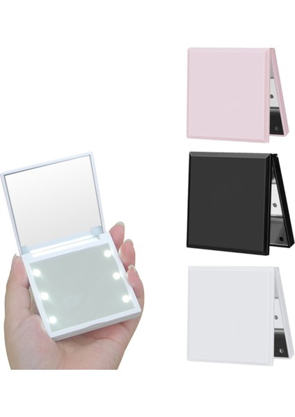 Siyah Mini Taşınabilir Işıklar LED Makyaj Aynası El Tutma Katlanabilir LED Cep Makyaj Aynası Işık Güzellik Aynaları Kozmetik Aracı (Yurt Dışından) indirimleri