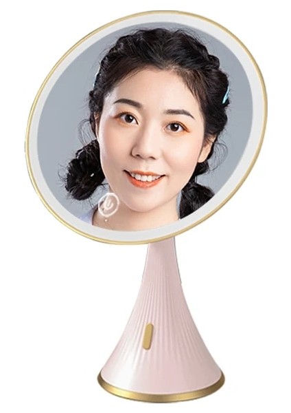 Pembe Yuvarlak Ayna Konik Tabanlı LED Makyaj Aynası 3 Renkli Işık Ayarlanabilir Parlaklık Makyaj Aynası (Yurt Dışından) fiyatları