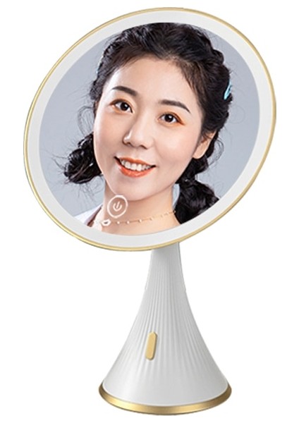 Pembe Yuvarlak Ayna Konik Tabanlı LED Makyaj Aynası 3 Renkli Işık Ayarlanabilir Parlaklık Makyaj Aynası (Yurt Dışından) indirimleri