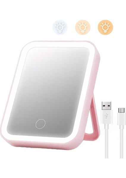 Beyaz 1 Açık Renkli LED Makyaj Aynası Dokunmatik Ekran 1/3 Renkli Aydınlatma Seyahat Taşınabilir Makyaj Aynası Kompakt Kozmetik Ayna Makyaj Güzellik Araçları (Yurt Dışından) fiyatları