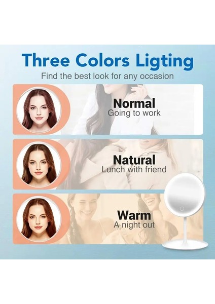 3light 5x Beyaz 3light 5x LED Makyaj Aynası Işıklı Lambalı Depolama Masaüstü Dönen Kozmetik Ayna Işık Ayarlanabilir USB Makyaj Aynası (Yurt Dışından) indirimleri