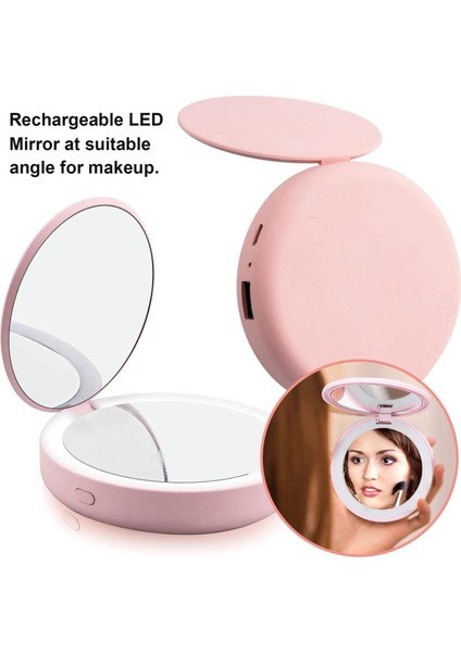 Beyaz LED Makyaj Kozmetik Ayna Işıklı Seyahat Makyaj Aynası 1x/5x Büyütme Gün Işığı LED Katlanır Ayna USB Ücretli Makyaj (Yurt Dışından) fiyatları
