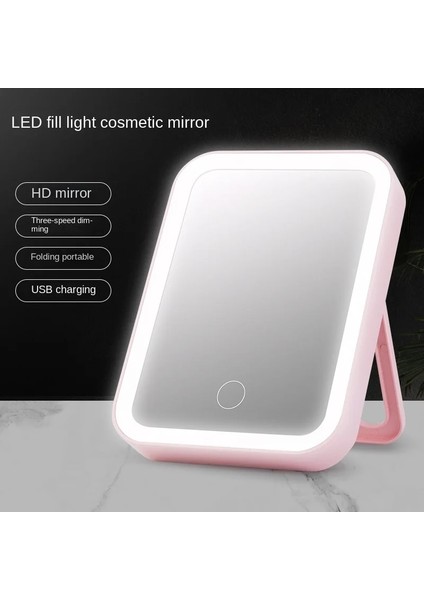 Üç Renkli Pembe LED Makyaj Aynası Dokunmatik Ekran 3 Işık Taşınabilir Ayakta Katlanır Vanity Ayna Büyüteç Kompakt Kozmetik Ayna (Yurt Dışından) fiyatları