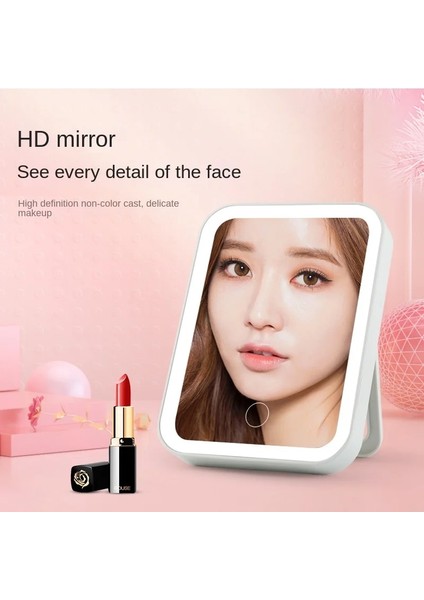 Üç Renkli Pembe LED Makyaj Aynası Dokunmatik Ekran 3 Işık Taşınabilir Ayakta Katlanır Vanity Ayna Büyüteç Kompakt Kozmetik Ayna (Yurt Dışından) modelleri