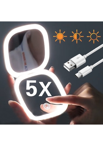Çift Lamba Pembe Mini Kompakt LED Makyaj Aynası Işık 5x Büyütmeli Küçük Cep Taşınabilir Seyahat Pembe Siyah Katlanabilir Kozmetik Makyaj Aynaları (Yurt Dışından) modelleri