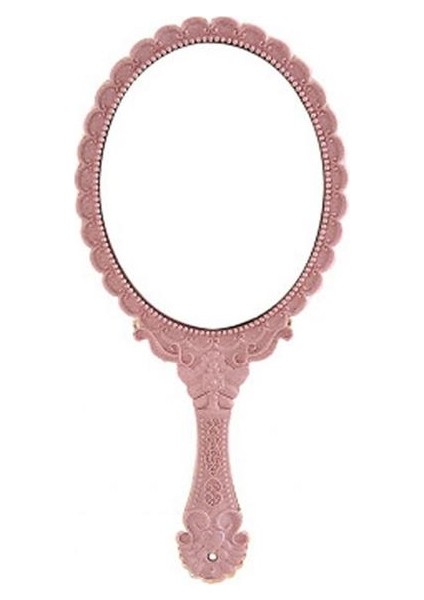 Pembe Kırmızı Retro Kolu Ayna Abs El Ayna Çiçek Kabartma Dışarı Çıkmak Için Iyi Kabartmalı Çiçek Makyaj Aynası (Yurt Dışından)