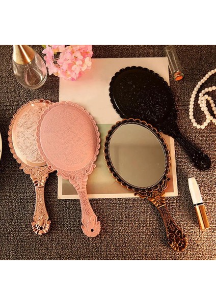 Pembe Kırmızı Retro Kolu Ayna Abs El Ayna Çiçek Kabartma Dışarı Çıkmak Için Iyi Kabartmalı Çiçek Makyaj Aynası (Yurt Dışından) indirimleri