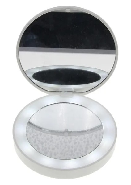 Beyaz LED Seyahat Makyaj Aynası, 3.5 Inç Işıklı Kompakt Ayna, 3x Büyütme, Elde Taşınabilir, Çift Taraflı, Cep Için Taşınabilir Katlanır Ayna (Yurt Dışından)