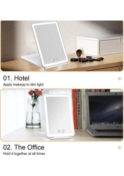 Gül Altın LED Makyaj Aynası Kademesiz Karartma 10X Büyütme Üç Renkli Işık USB Şarj Otomatik Kapanma Katlanabilir Makyaj Aynası (Yurt Dışından) modelleri
