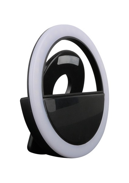 RK12-BLA Taşınabilir Selfie Flaş LED USB Şarj Dolgu Işığı Kamera Telefon Fotoğrafçılığı Halka Işık iPhone Akıllı Telefon Için Fotoğraf Artırıcı (Yurt Dışından)